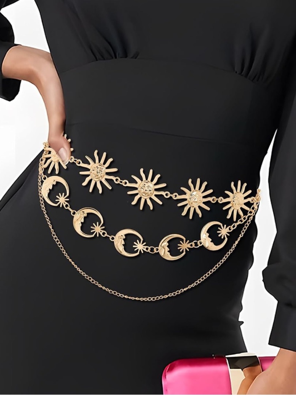 Celestial Sun & Moon Chain Waist Belt